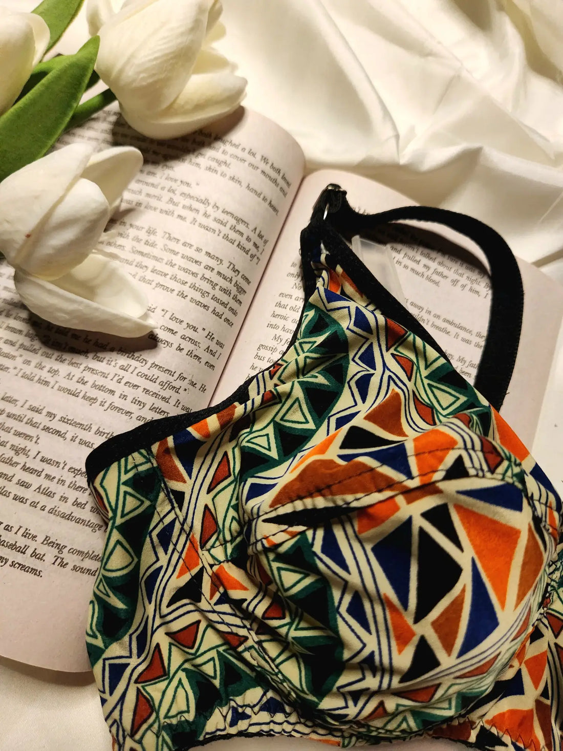 Printed Cotton Bra | Green