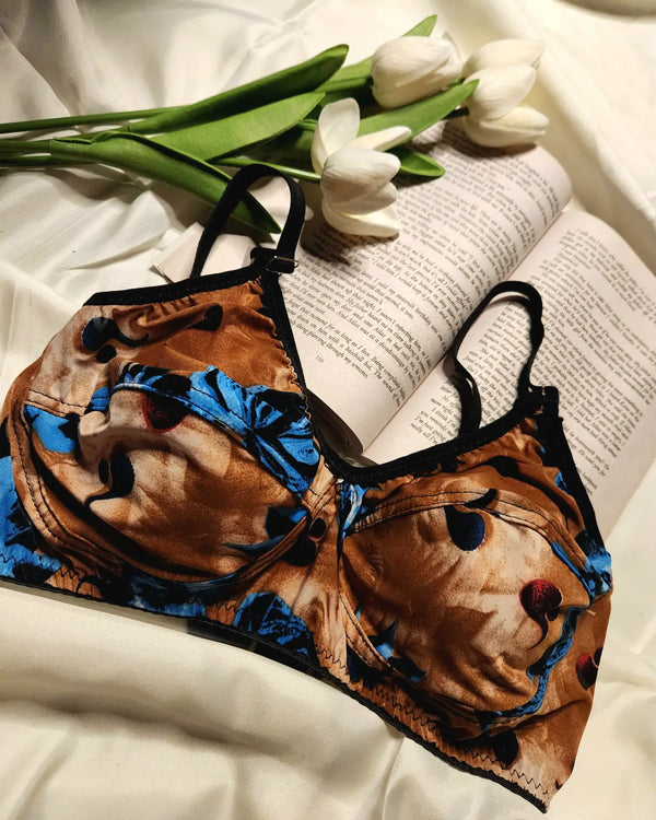 Cotton Printed Bra | Beige