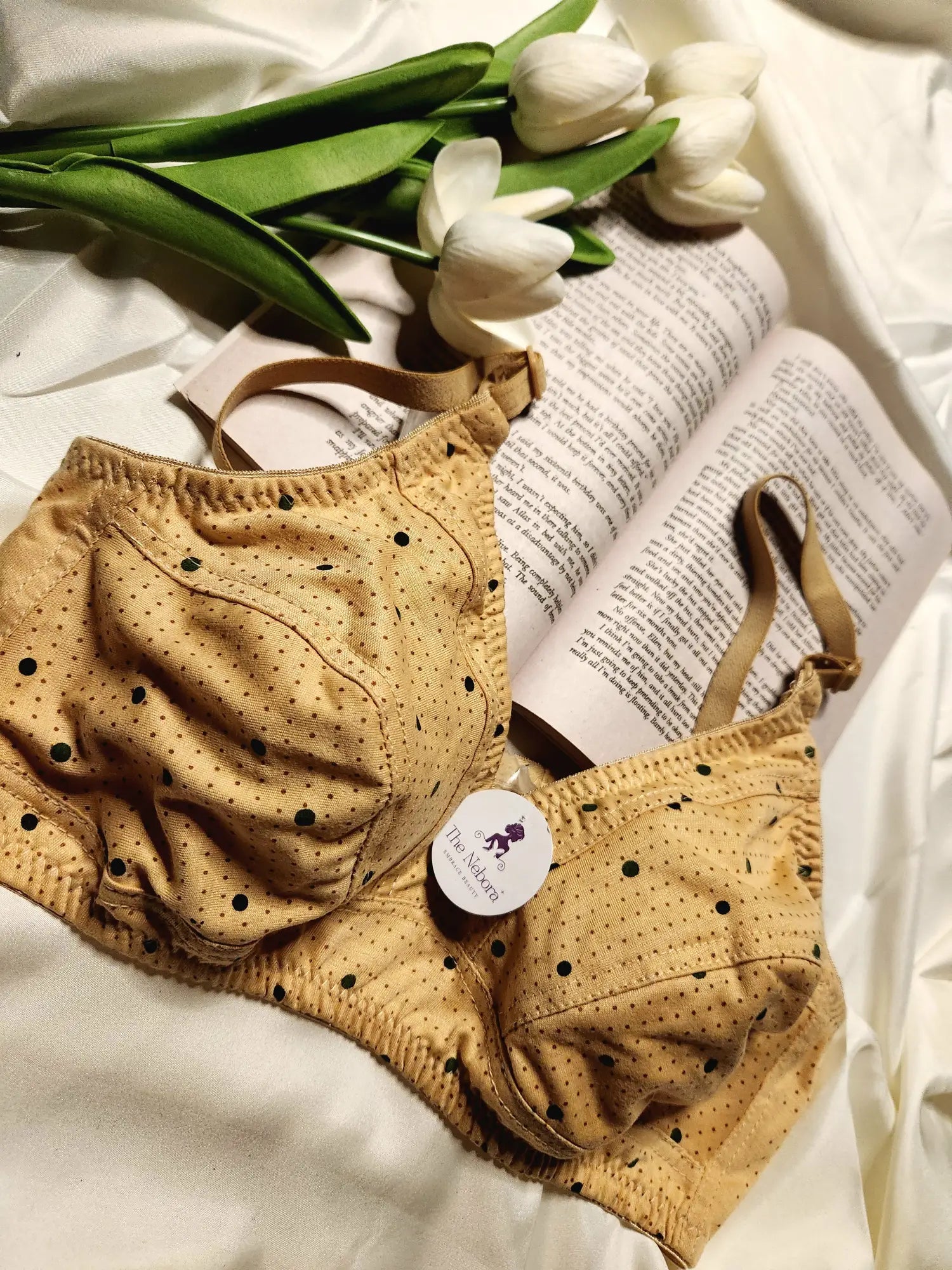 Cotton Printed Bra | Beige