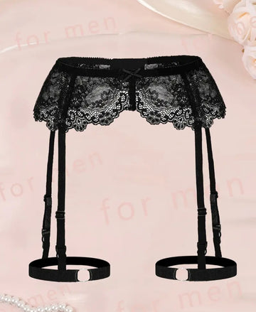 Lace Garter Belt with Thigh Rings: A Complete Set of Seductive Stockings and Clips