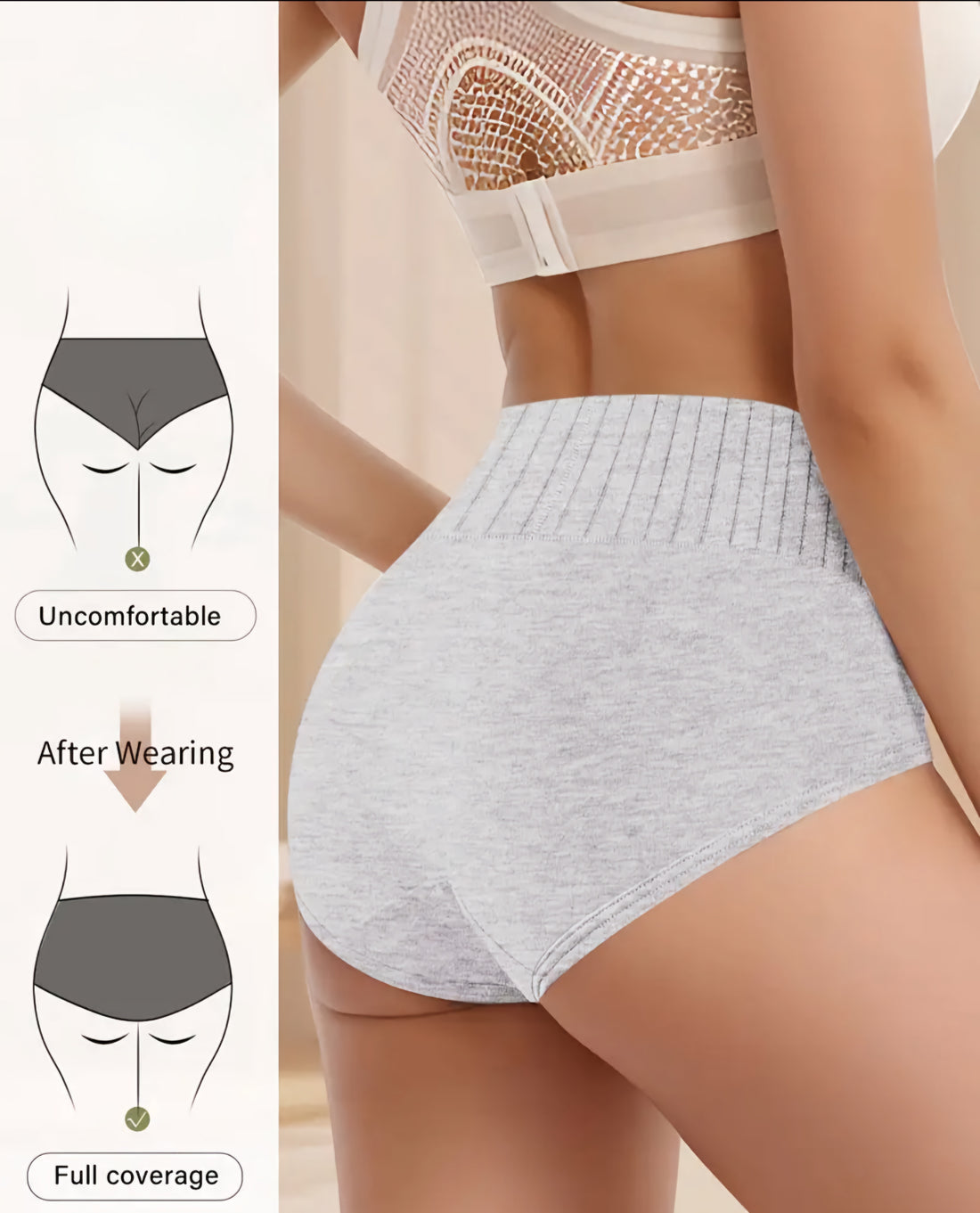 High-Waisted Women's Underwear with Tummy Tuck and Waist Cinching