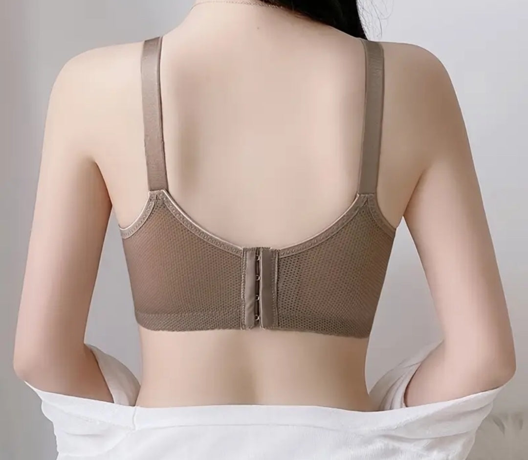 Elegant Lace Wire-Free Breastfeeding Bra with Rhinestone Detail